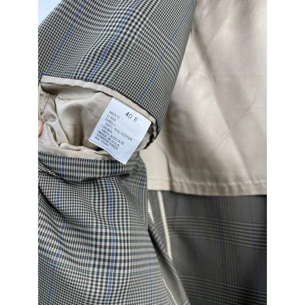 L.L. BEAN Men's Classic‎  Dark Green & Tan Plaid Preppie JACKET BLAZER 40R